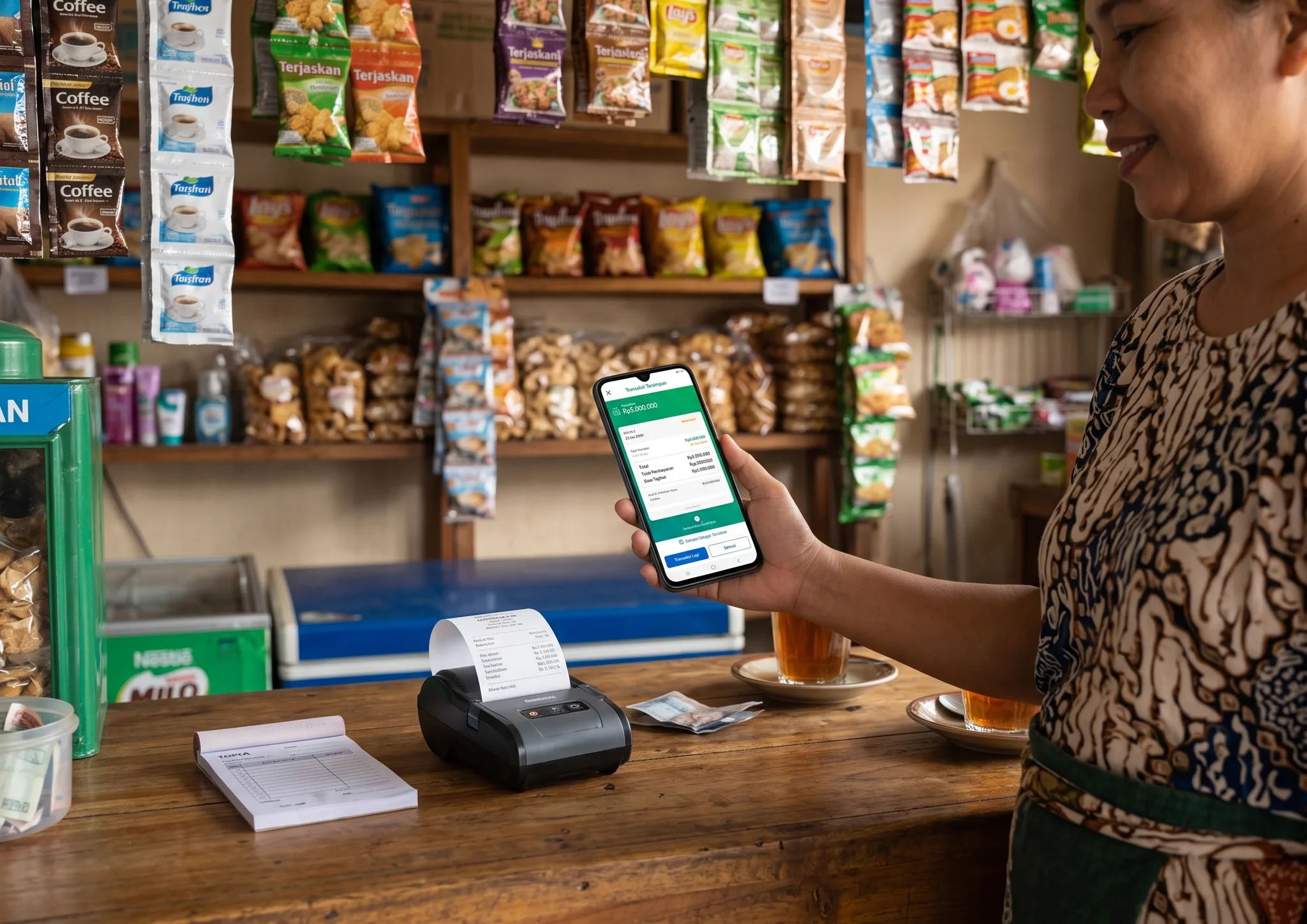 Printing a receipt from the phone at the counter